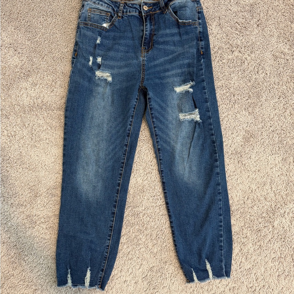 Stylish Blue Distressed Women Jeans - Picture 1 of 3